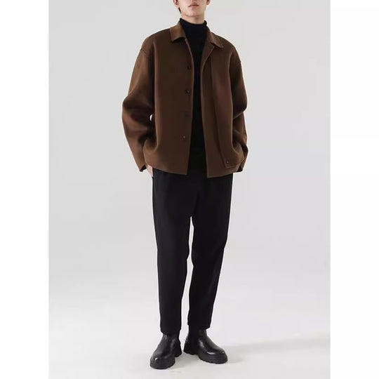Herren Boxy Wollmix-Hemdjacke mit durchgehender Knopfleiste und überschnittener Schulter Nord Taschen