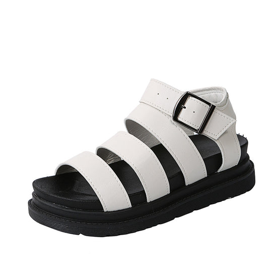 Damen  komfortable Gladiator‑Sandale mit extra gedämpftem Komfortfußbett, vier breiten Riemen und verstellbarer Metallschnalle Nord Taschen