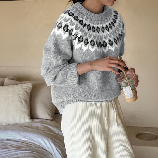 Damen Gemusterter Strickpullover mit Norweger-Motiv Nord Taschen