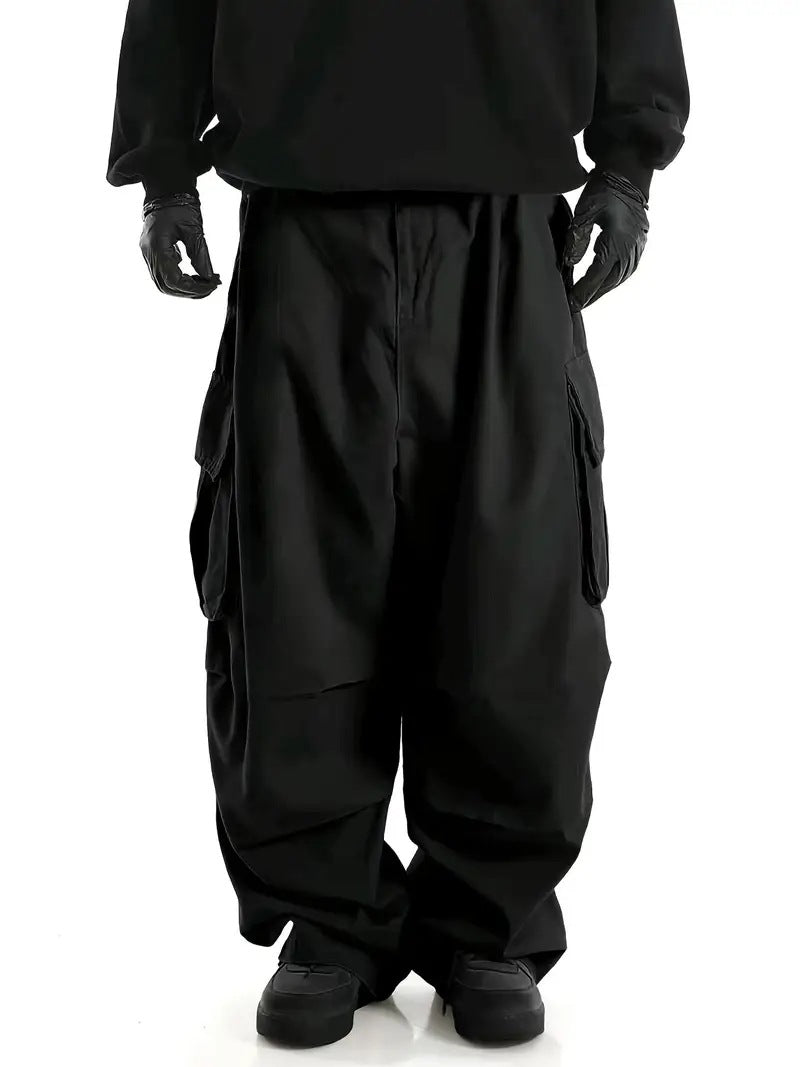Herren Weite Baggy-Utility-Cargohose mit Multifachtaschen und tiefem Schritt Nord Taschen