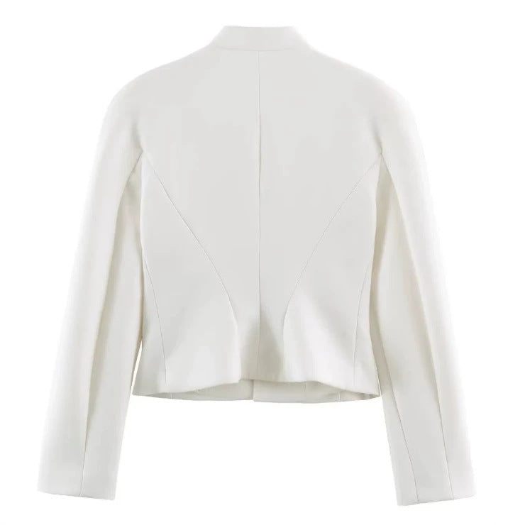 Damen Taillierter Cropped‑Blazer mit militärischer Galonverzierung und Stehkragen Nord Taschen