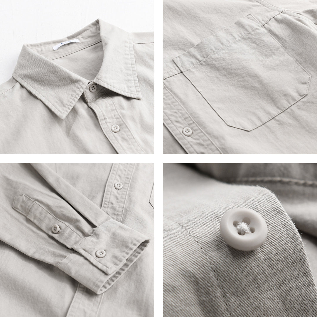 Herren Leichtes Hemdjacken-Overshirt aus gewaschenem Baumwoll-Twill mit Brusttasche Nord Taschen