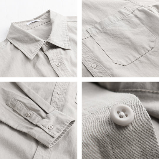 Herren Leichtes Hemdjacken-Overshirt aus gewaschenem Baumwoll-Twill mit Brusttasche Nord Taschen