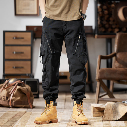 Herren Multitaschen-Cargohose mit Reißverschlusstaschen und elastischem Beinabschluss Nord Taschen