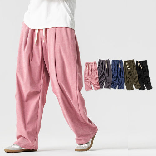 Herren Weit geschnittene Cordhose mit Bundfalten, Tunnelzug und lässiger Baggy‑Silhouette Nord Taschen
