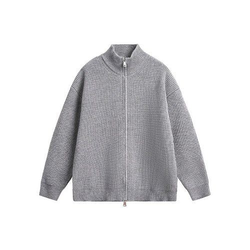 Herren Grobstrickjacke mit hohem Kragen und durchgehendem Reißverschluss Nord Taschen