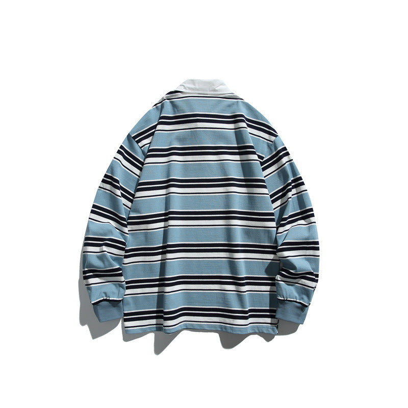 Unisex Gestreiftes Rugby-Polo im Oversize-Cut mit kontrastierendem Hemdkragen Nord Taschen