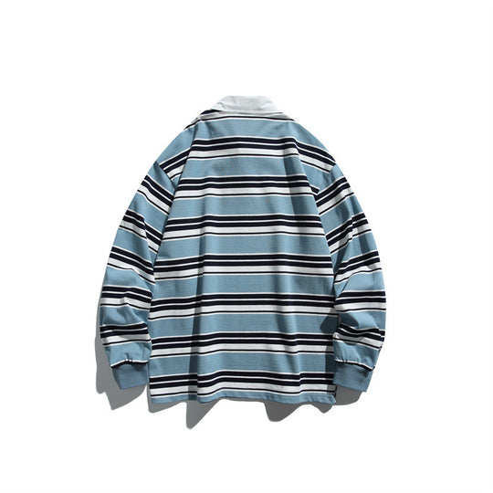 Unisex Gestreiftes Rugby-Polo im Oversize-Cut mit kontrastierendem Hemdkragen Nord Taschen