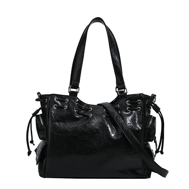 Damen Handtasche mit dekorativer Schnürung und abnehmbarem Schulterriemen Nord Taschen