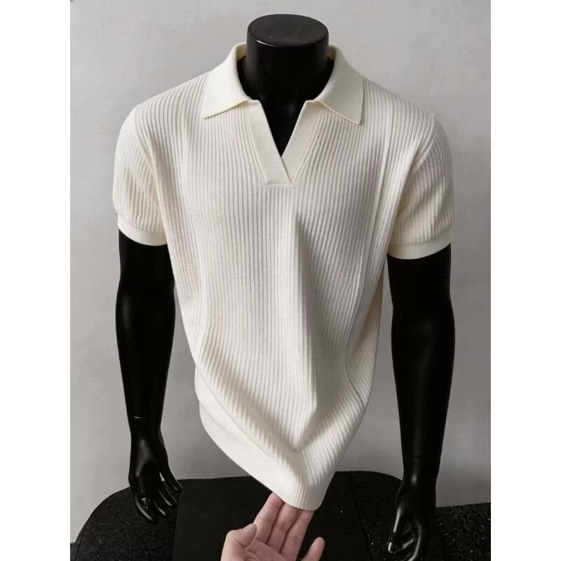 Herren Modisches Strickpoloshirt mit V-Ausschnitt Nord Taschen