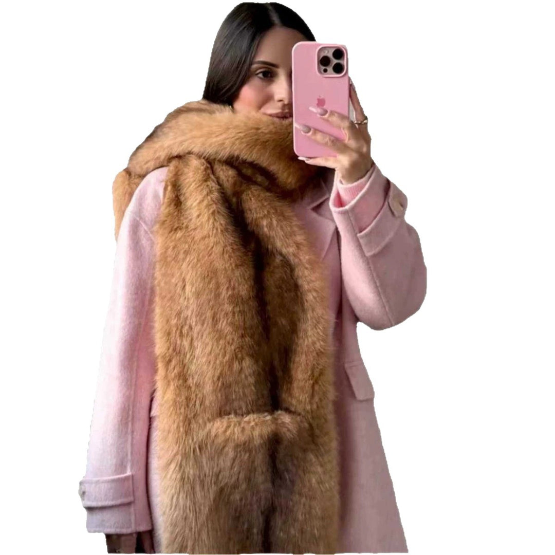 Damen Luxuriöse lange Kunstpelz‑Stola mit voluminösem Schalkragen Nord Taschen
