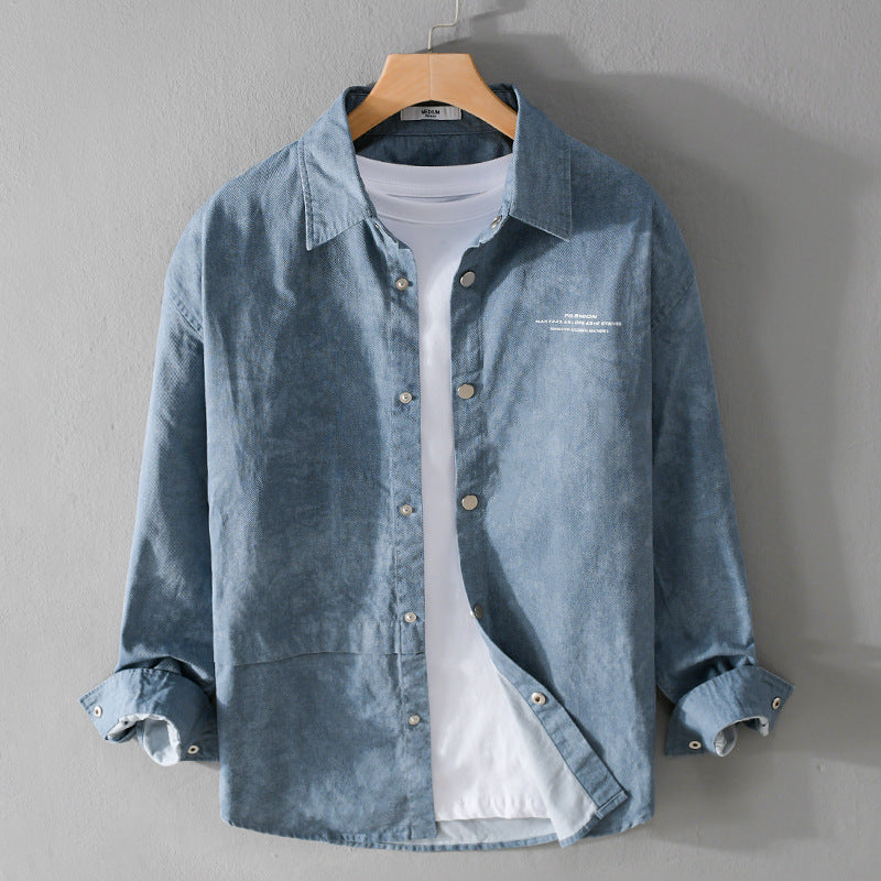 Herren Samtiges Cord-Overshirt mit Druckknopfleiste und Relaxed-Fit Nord Taschen