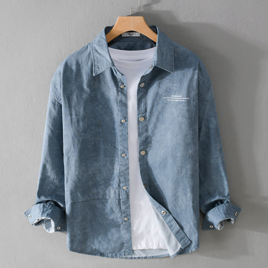 Herren Samtiges Cord-Overshirt mit Druckknopfleiste und Relaxed-Fit Nord Taschen
