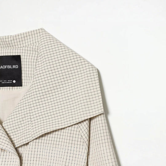 Damen Kurzjacke Doppelreihiger Trench mit übergroßem Matrosenkragen und Gummizugsaum Nord Taschen