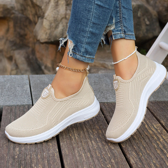 Damen Bequeme Slip-On Sneakers mit atmungsaktivem Obermaterial und gepolsterter Sohle