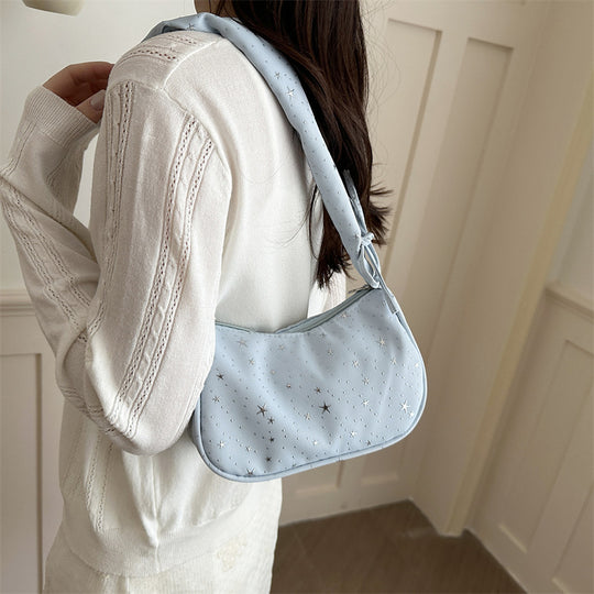 Damen modische Handtasche mit Sternenmotiv und gerafftem Trageriemen Nord Taschen