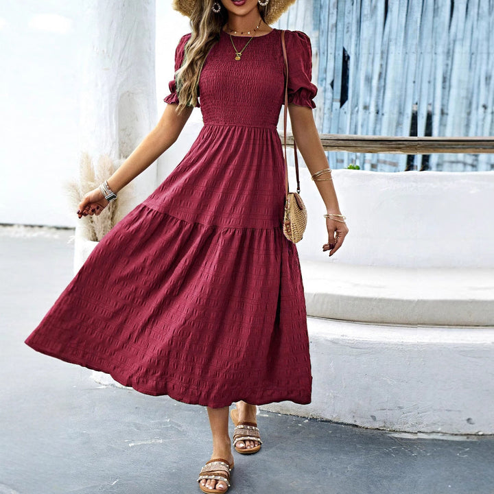 Damen Midikleid mit elastischem Taillenbund und schwingendem Rock