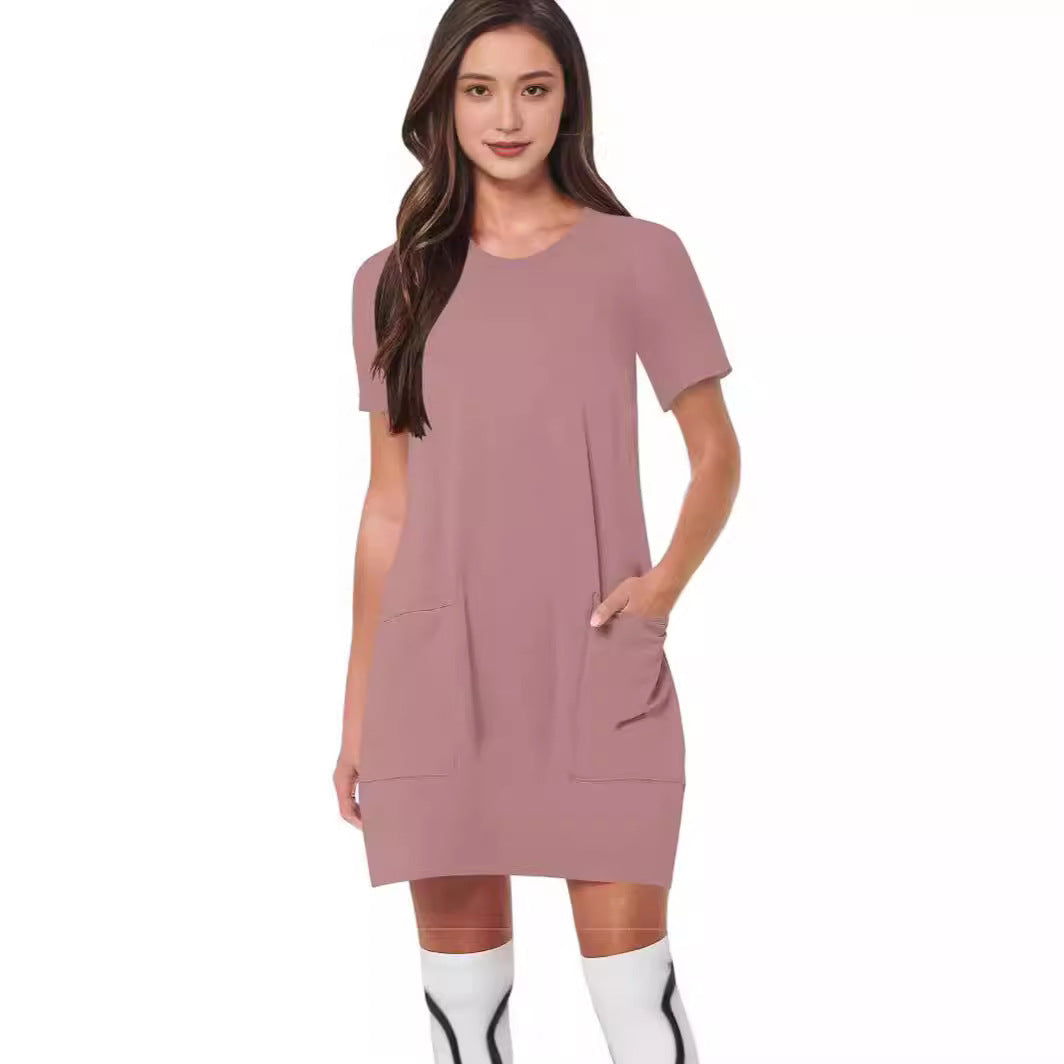 Damen lässiges T-Shirt-Kleid mit praktischen Taschen