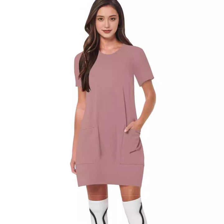 Damen lässiges T-Shirt-Kleid mit praktischen Taschen