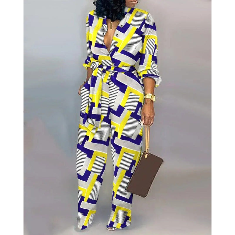 Damen Denim Jumpsuit mit modischem Patchwork-Design und praktischen Taschen - Arvani