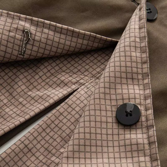 Damen Langer einreihiger Mantel mit geradem Schnitt und breitem Hemdkragen Nord Taschen