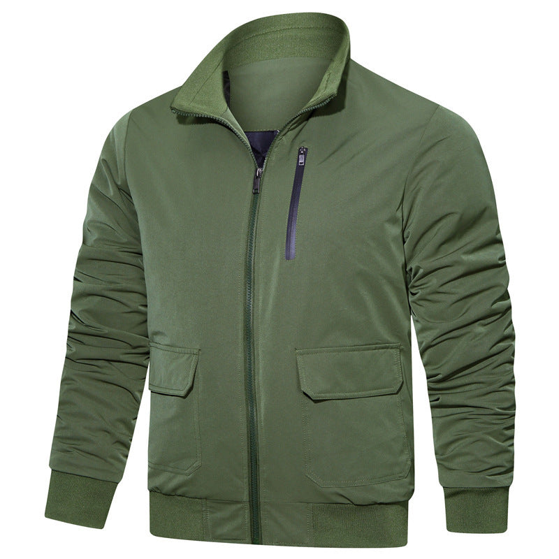 Herren leichter Utility-Bomberjacke mit geripptem Bund, Reißverschluss-Brusttasche und Pattentaschen Nord Taschen