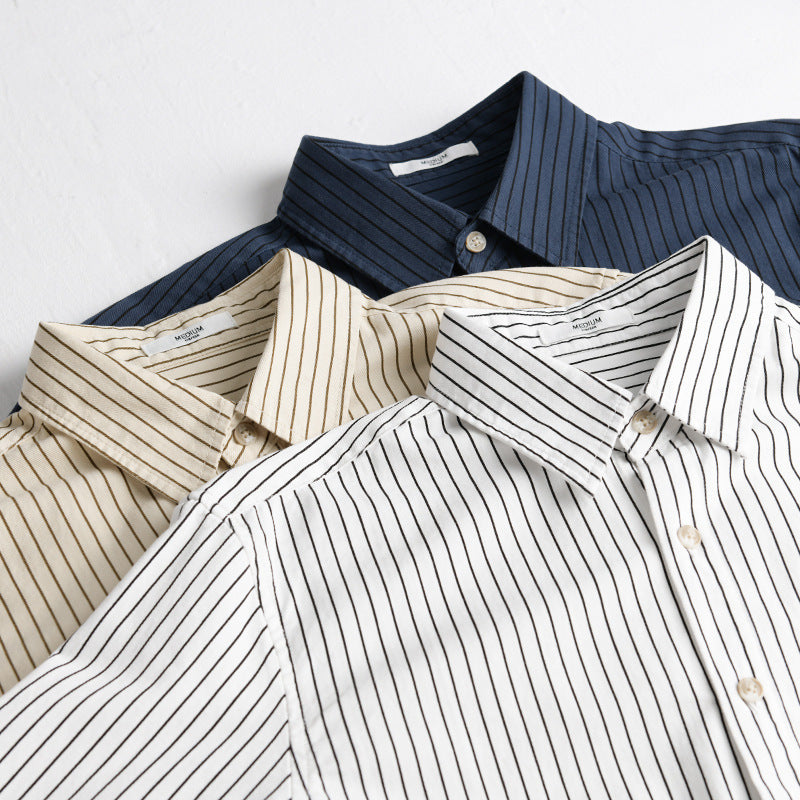 Herren Hemdjacken-Cut mit feinem Nadelstreifen und weichem Baumwollmix Nord Taschen