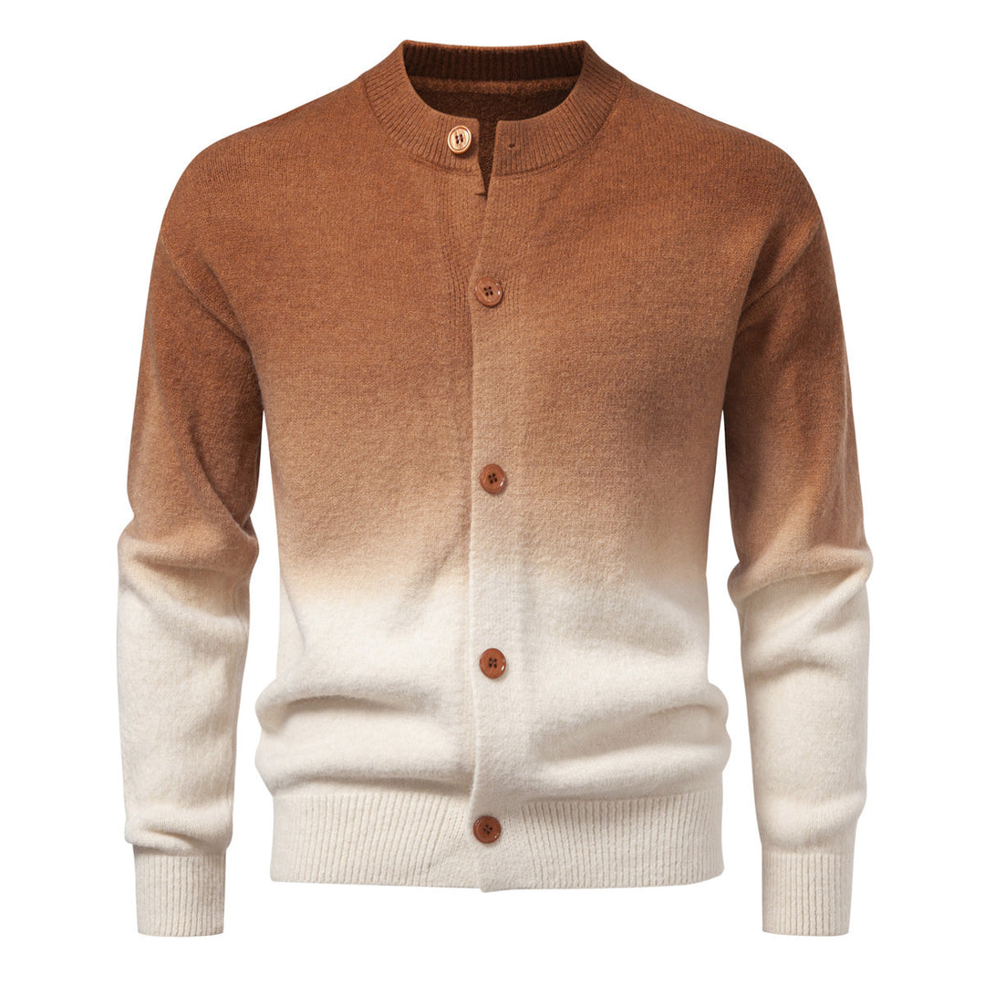Herren Feiner Button-Cardigan mit Ombre-Farbverlauf und Stehkragen Nord Taschen