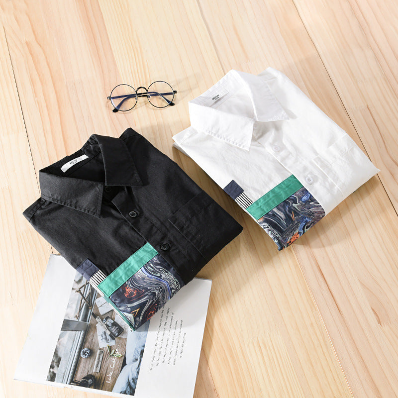 Herren Lässiges Hemd mit kunstvollen Print‑Paneelen und aufgesetzter Brusttasche Nord Taschen