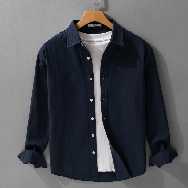 Herren Texturiertes Baumwoll-Hemdjacken-Overshirt im Relaxed-Fit mit Kentkragen Nord Taschen