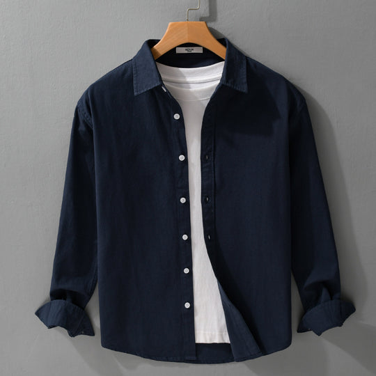 Herren Texturiertes Baumwoll-Hemdjacken-Overshirt im Relaxed-Fit mit Kentkragen Nord Taschen