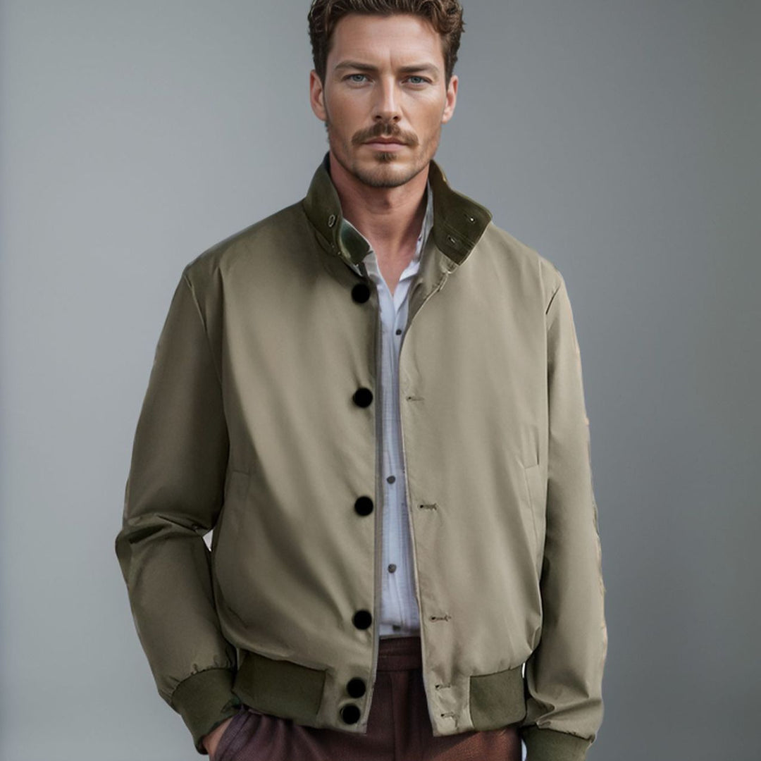 Herren Leichter Blouson mit Stehkragen, Knopfleiste und gerippten Bündchen Nord Taschen