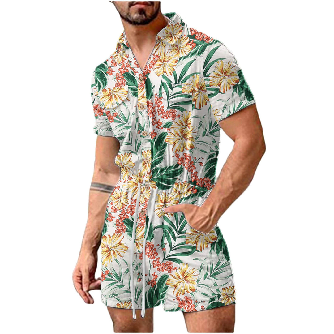 Herren Kurzoverall mit lNord Taschenhaftem Blumenmuster Nord Taschen