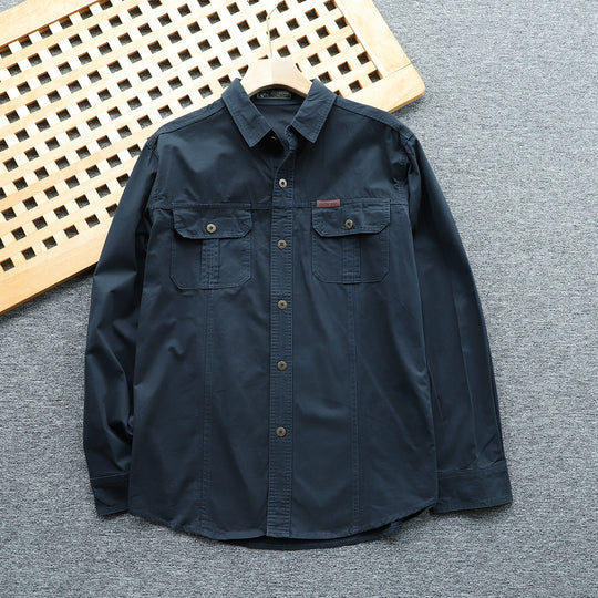 Herren Hemdjacke aus Baumwoll-Twill mit Brustklappen und Knopfleiste Nord Taschen