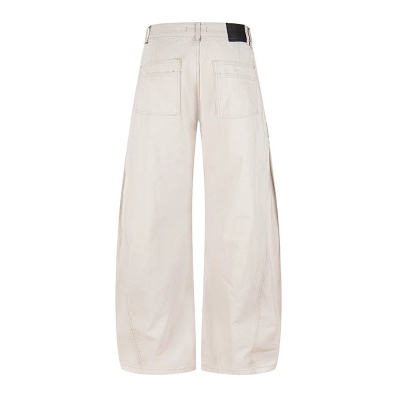 Damen Weite Cargo-Palazzo-Hose mit hohem Bund, großen Klappentaschen und verstellbarem Saum Nord Taschen