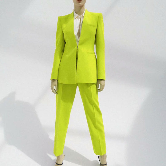 Damen Taillierter Blazer ohne Revers mit offener Front und Paspeltaschen Nord Taschen
