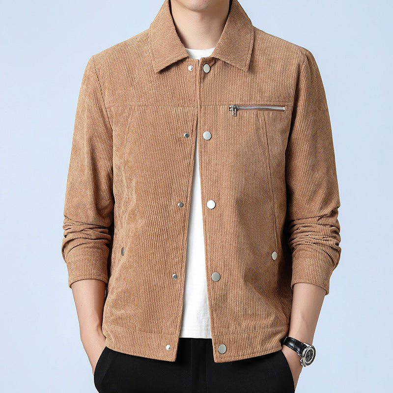 Herren Cord‑Overshirt aus Breitcord mit Druckknopf‑Front und Zipper‑Brusttasche Nord Taschen
