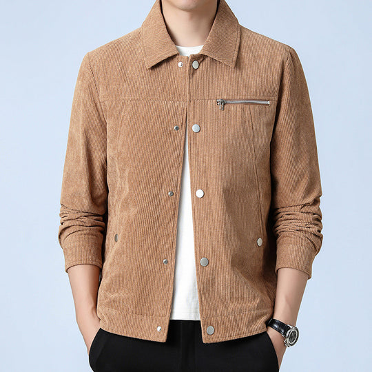Herren Cord‑Overshirt aus Breitcord mit Druckknopf‑Front und Zipper‑Brusttasche Nord Taschen