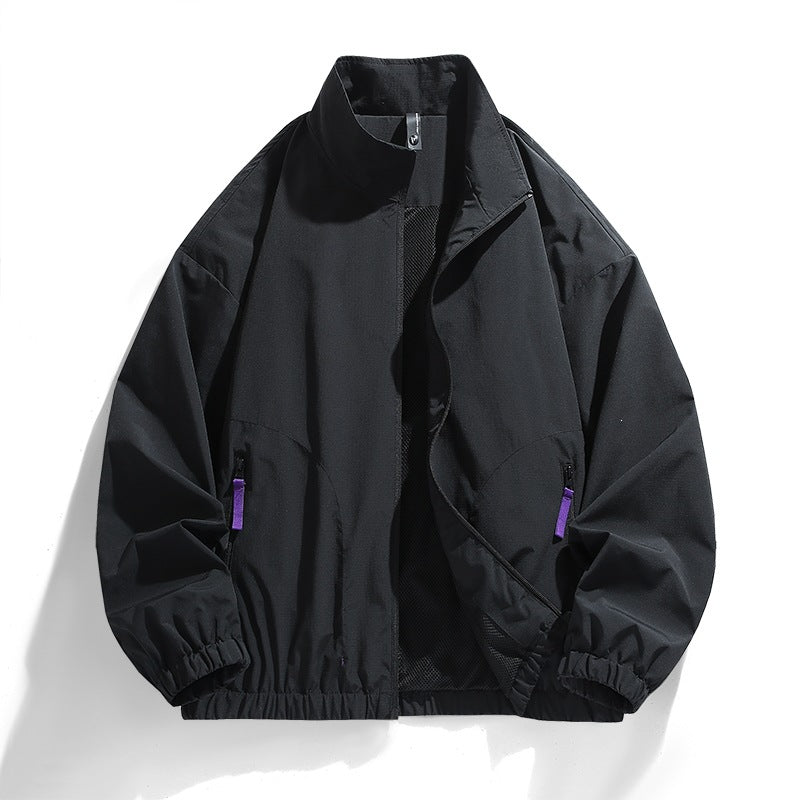 Herren Leichte Windbreaker-Jacke mit Mesh-Innenfutter, Stehkragen und kontrastierten Zipperlaschen Nord Taschen