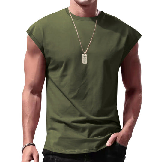 Herren nan lockeres ärmelloses Muskelshirt aus Baumwolljersey mit überschnittener Schulterpartie Nord Taschen
