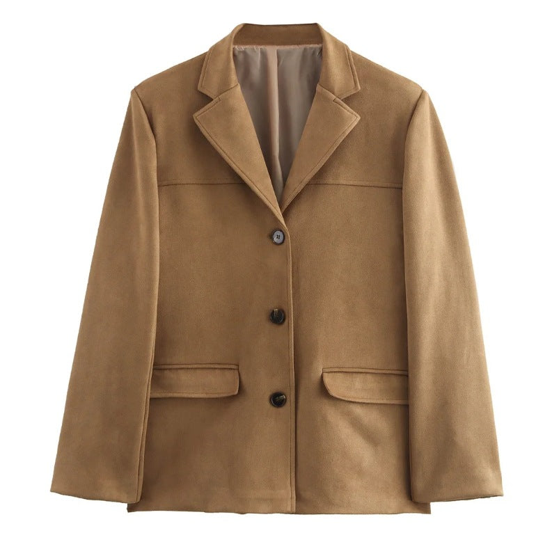 Damen 1700+ taillierter Wollmix‑Kurzblazer mit Reverskragen, durchgehender Knopfleiste und Pattentaschen Nord Taschen