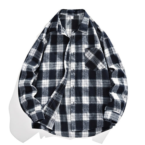 Herren Oversize karierte Flanellhemdjacke mit Brusttasche & abgerundetem Saum Nord Taschen