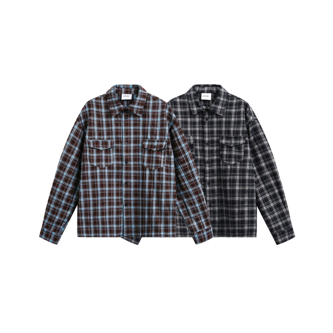 Herren Karierter Flanell-Overshirt-Jacke mit aufgesetzten Brusttaschen Nord Taschen