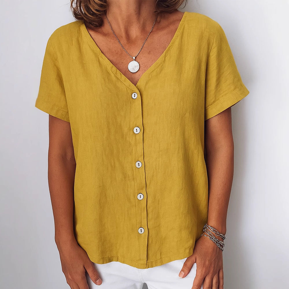 Damen Leinenbluse mit Knopfdetails Nord Taschen