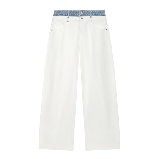 Damen Cropped-Jeans mit weitem Bein und kontrastierendem Bund Nord Taschen