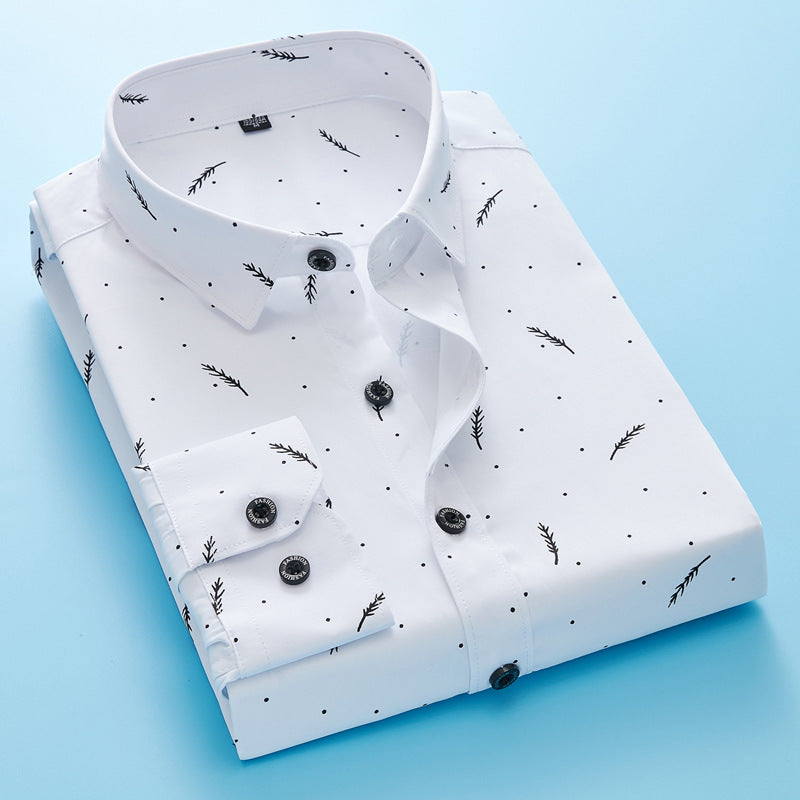 Herren Slim-Fit Business-Hemd mit feinem botanischem Print und Kentkragen Nord Taschen