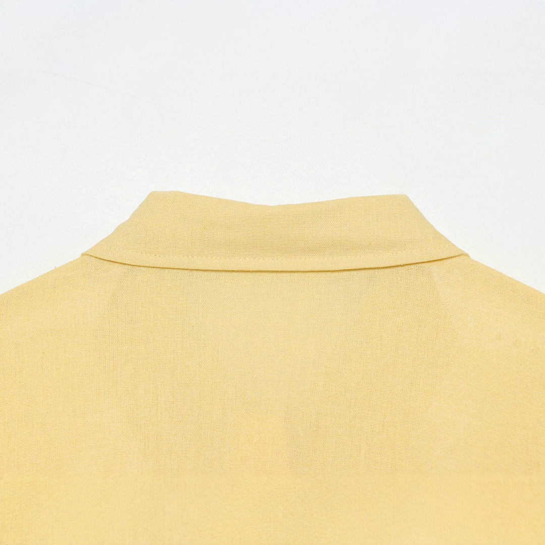 Damen Oversized Leinenoptik-Hemdbluse mit verdeckter Knopfleiste und Manschetten Nord Taschen