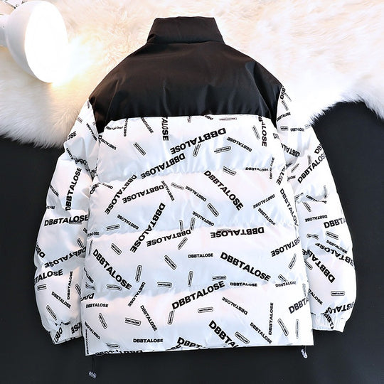Unisex Gepolsterte Steppjacke mit Allover‑Logoprint, hohem Stehkragen & verstellbarem Saum Nord Taschen