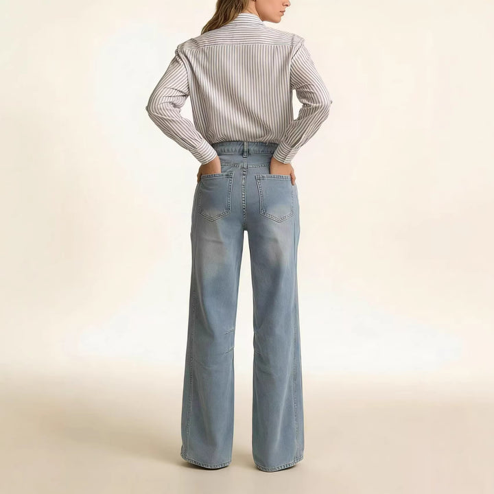 Damen schlichtes langarm-Feinstrickshirt mit Rundhalsausschnitt, leicht taillierter Silhouette und elastischem Tragekomfort Nord Taschen