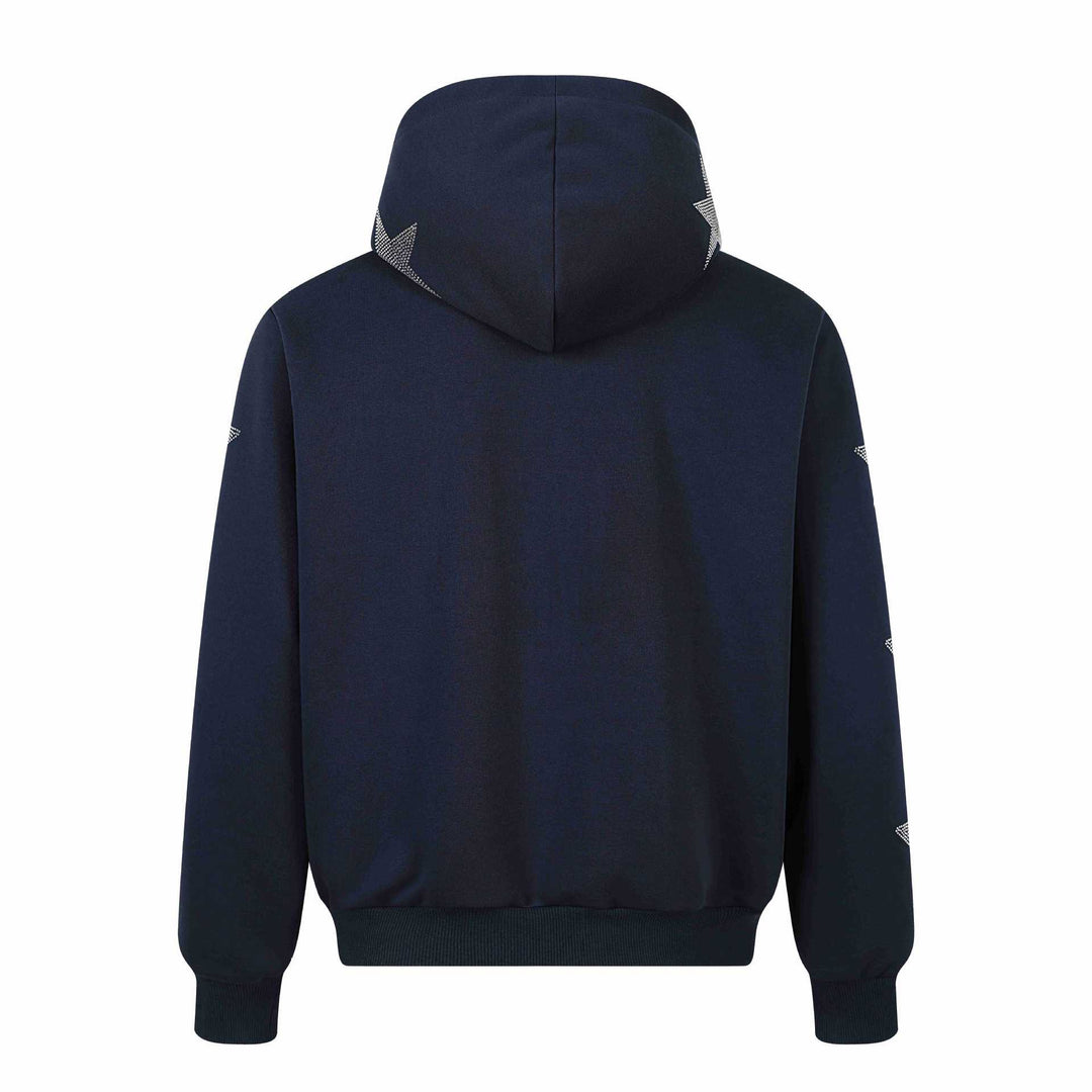 Damen Kapuzenjacke mit Strassstern-Applikationen und durchgehendem Reißverschluss Nord Taschen